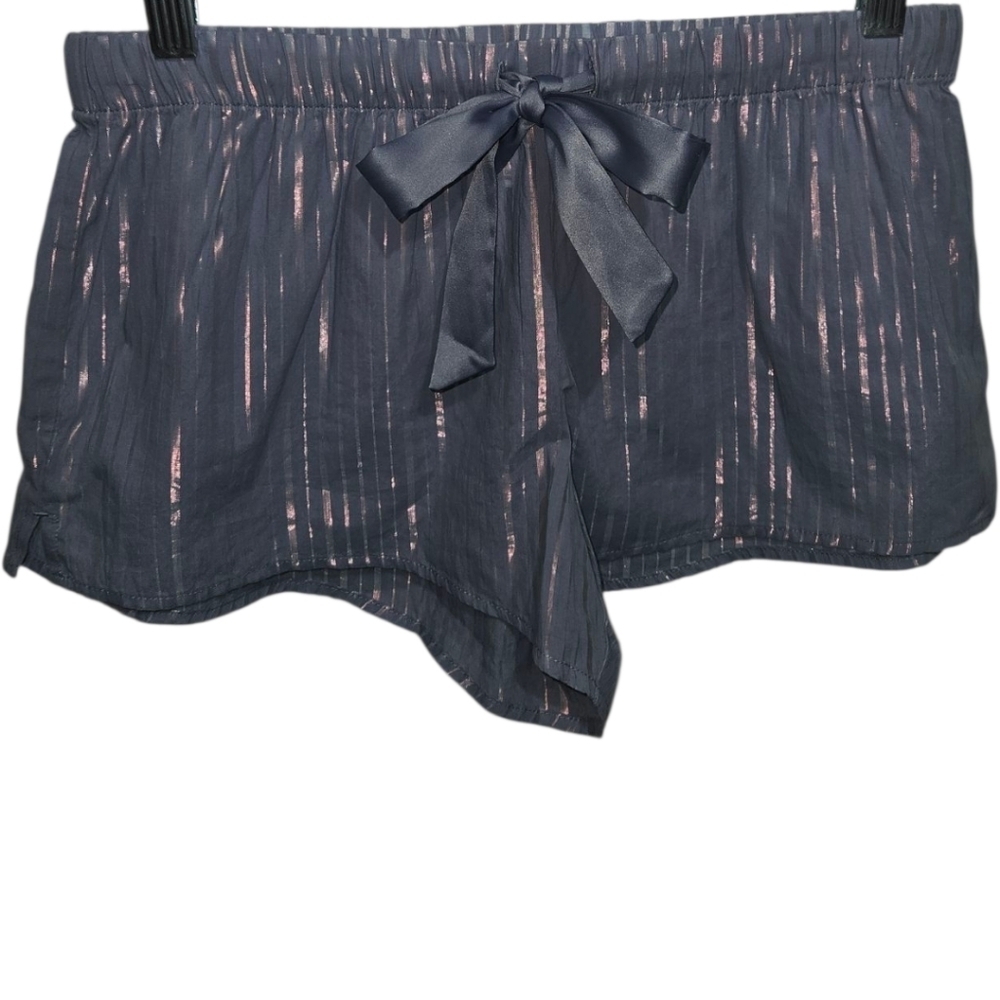 Victoria's Secret Pinstriped Metallic Elastic Waistband Drawstring Sleep Shorts